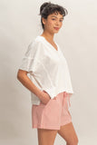 Oversized V-neck Short Sleeve Top