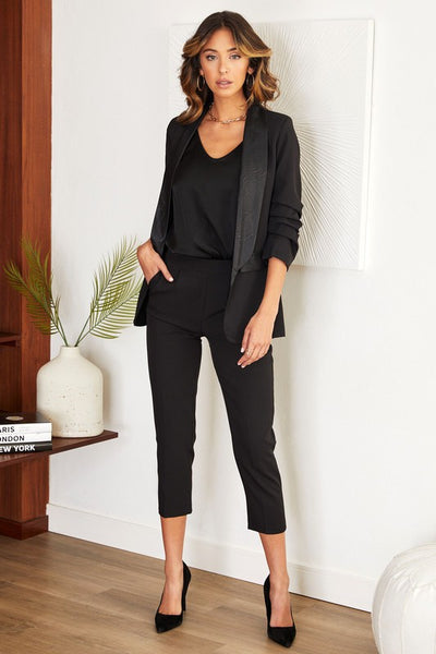 Solid Slim Crop Dress Pant
