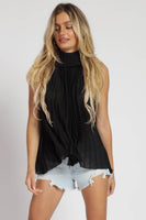 Pleated chiffon flowy top