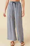 Textured Stripe Drawstring Wide Leg Pants