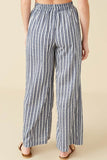 Textured Stripe Drawstring Wide Leg Pants