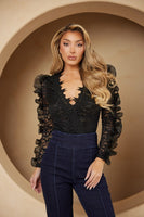 Organza Flower Lacy Bodysuit