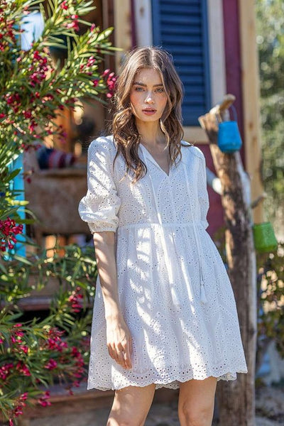 White Eyelet Mini Dress