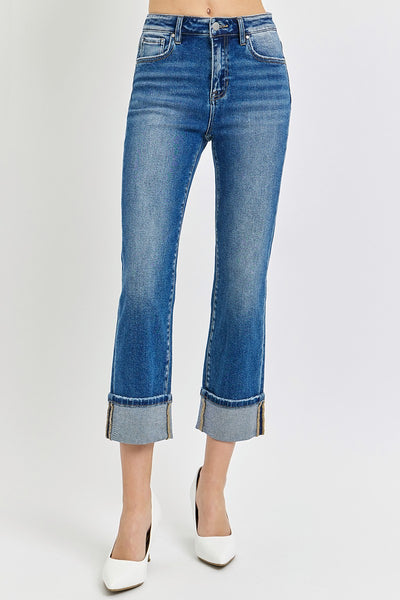 Risen High Rise Cuffed Straight