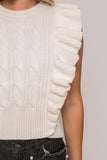 Ruffle Sleeve Cable Knit Sweater Top