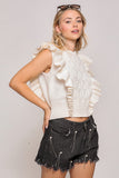Ruffle Sleeve Cable Knit Sweater Top