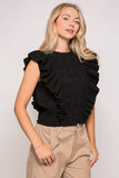 Ruffle Sleeve Cable Knit Sweater Top