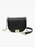Diana Quilted Snap Front Crossbody W/ Chain Strap