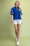 Embroidered Puff Sleeve Blouse