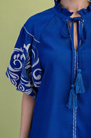 Embroidered Puff Sleeve Blouse