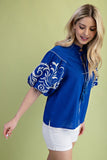 Embroidered Puff Sleeve Blouse
