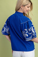 Embroidered Puff Sleeve Blouse