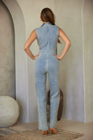 Washed Denim Stretch Jumpsuit