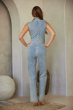 Washed Denim Stretch Jumpsuit