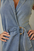 Washed Denim Stretch Jumpsuit