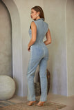 Washed Denim Stretch Jumpsuit