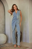 Washed Denim Stretch Jumpsuit