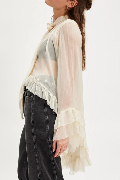 Boho Ruffled Hem Blouse