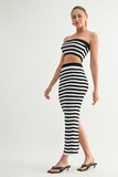 Striped Knit Tube Top & Midi Skirt Set