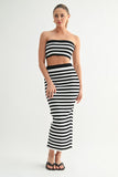 Striped Knit Tube Top & Midi Skirt Set