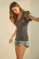 Delilah's V-neck Ruffle Sleeve