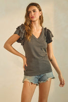Delilah's V-neck Ruffle Sleeve
