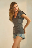 Delilah's V-neck Ruffle Sleeve