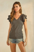 Delilah's V-neck Ruffle Sleeve