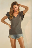 Delilah's V-neck Ruffle Sleeve