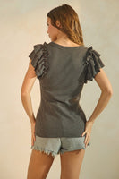 Delilah's V-neck Ruffle Sleeve