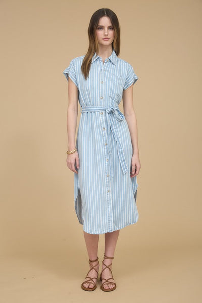 Stripe Chambray Midi Dress