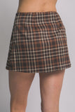 Split Front Plaid Mini Skort