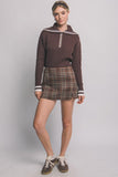 Split Front Plaid Mini Skort