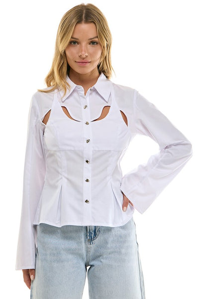 Peek-a-book Button Up