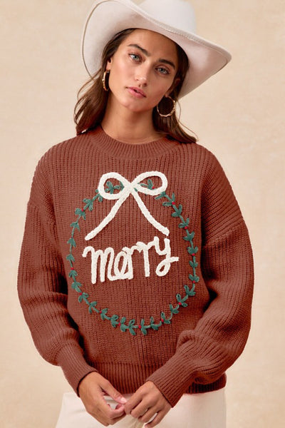 Merry Mocha Wreath Sweater