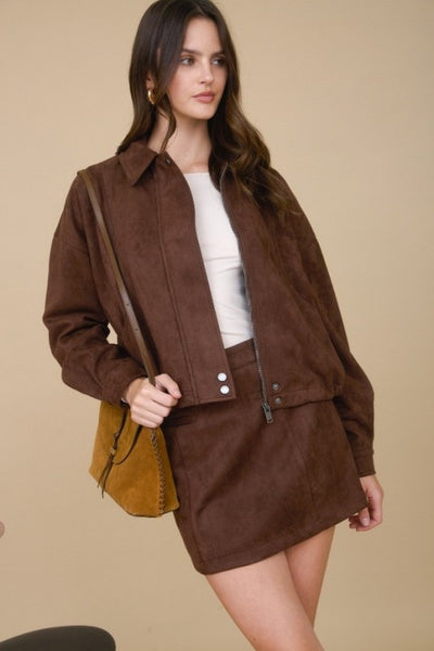 Faux Suede Bomber