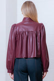 Puff Sleeve Faux Leather Jacket