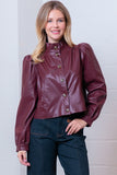 Puff Sleeve Faux Leather Jacket