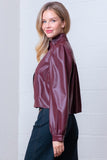 Puff Sleeve Faux Leather Jacket