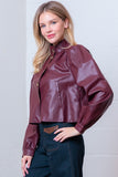 Puff Sleeve Faux Leather Jacket