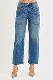 4 Way Stretch Mid Rise Barrel Jean