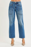 4 Way Stretch Mid Rise Barrel Jean