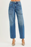 4 Way Stretch Mid Rise Barrel Jean