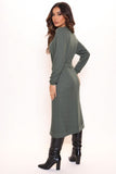 Knit Self Tie Wrap Midi Dress