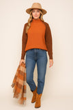 Pumpkin Patch Mock Neck Contrast Sweater