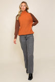 Pumpkin Patch Mock Neck Contrast Sweater