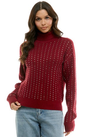 Red Rhinestone Sweater