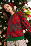 Holiday Plaid Puff Sleeve
