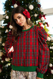 Holiday Plaid Puff Sleeve