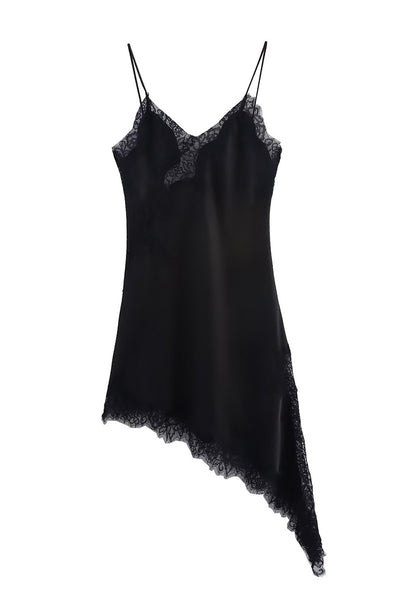 Asymmetrical Lace Trim Tunic Black / Large Asymmetrical Lace Trim Tunic Black / Large